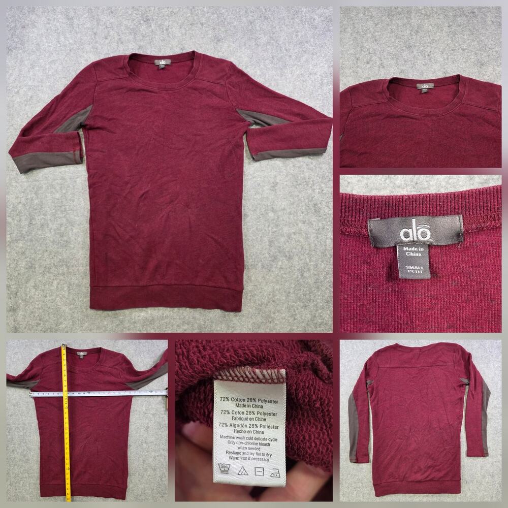 Alo Yoga Sweatshirt Womens Small Red Terry Pullover Crewneck Top Sweater
